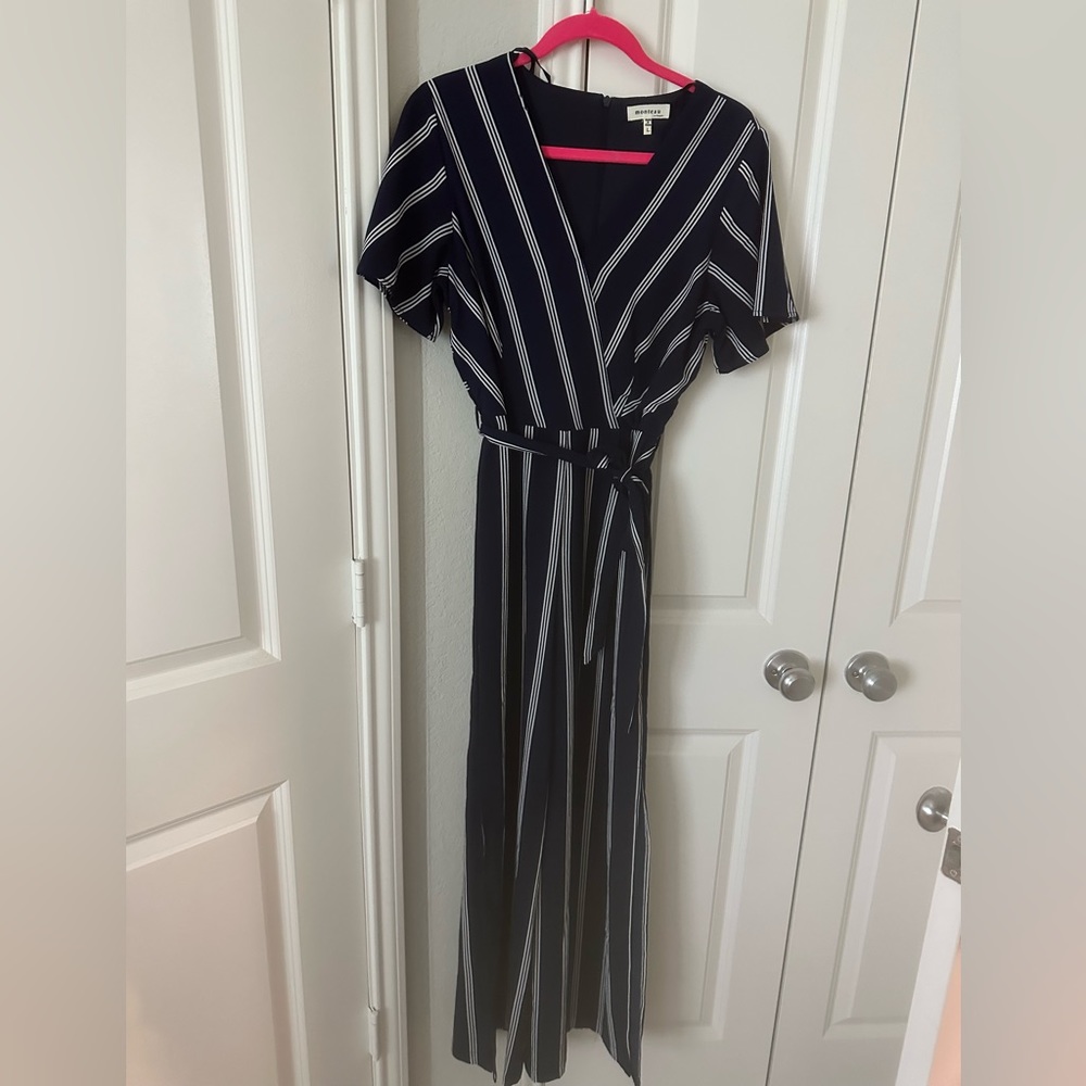 Navy striped jumpsuit